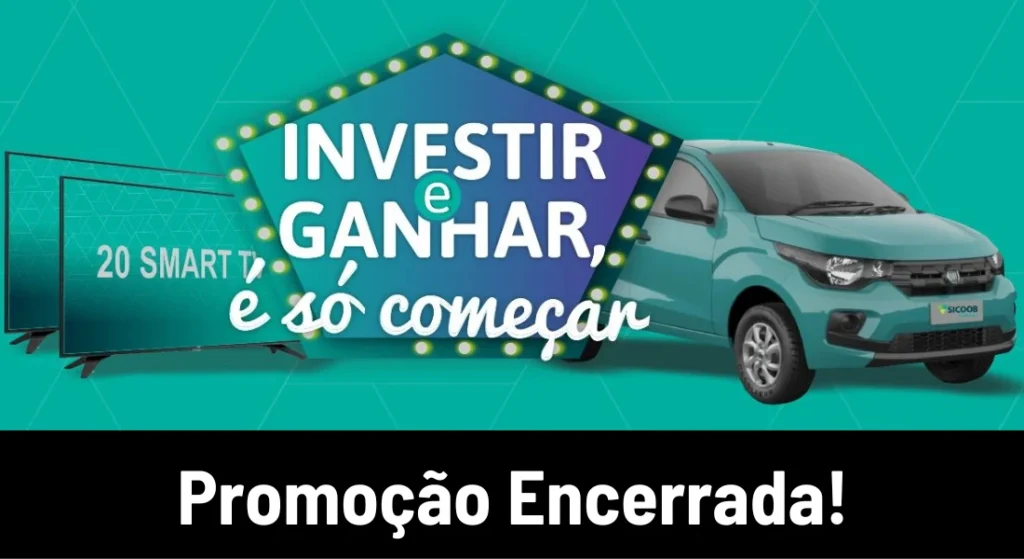 Banner da Promoção Comercial "investir e Ganhar, é só começar" do Sicoob Credicope, já encerrada