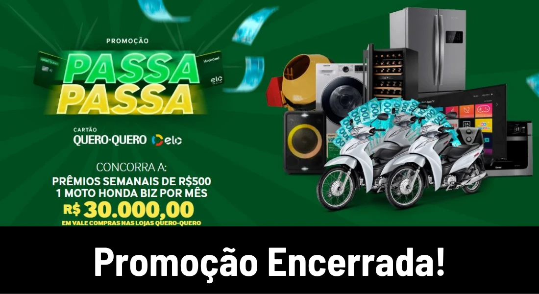 Banner da promoção comercial "Passa Passa" da Quero-Quero, já encerrada