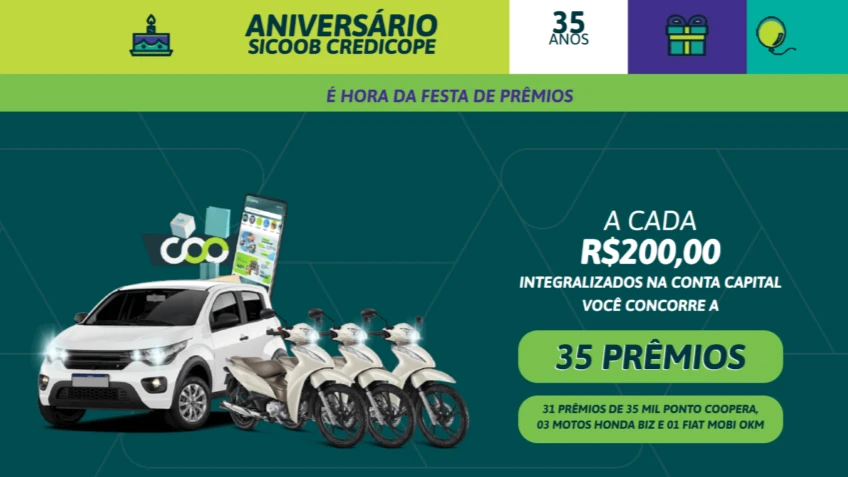 Promoção Aniversário Sicoob Credicope 35 Anos
