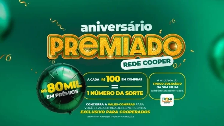 Promoção Aniversário Premiado Rede Cooper